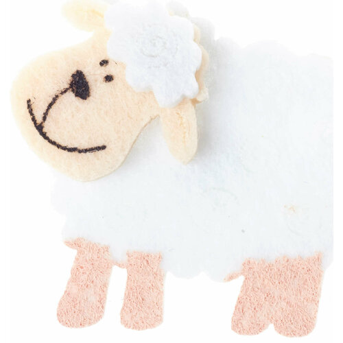 Украшение из фетра GLOREX Овечка белый, 4*4,5см, 1шт