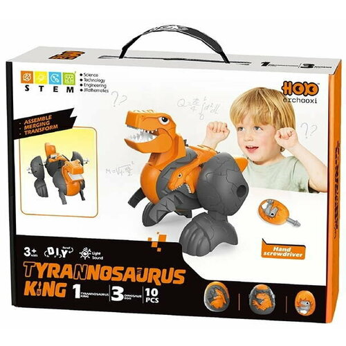 Сборная игрушка-конструктор TYRANNOSAURUS (свет, звук) в коро бке 3 яйца, болты, инструкция