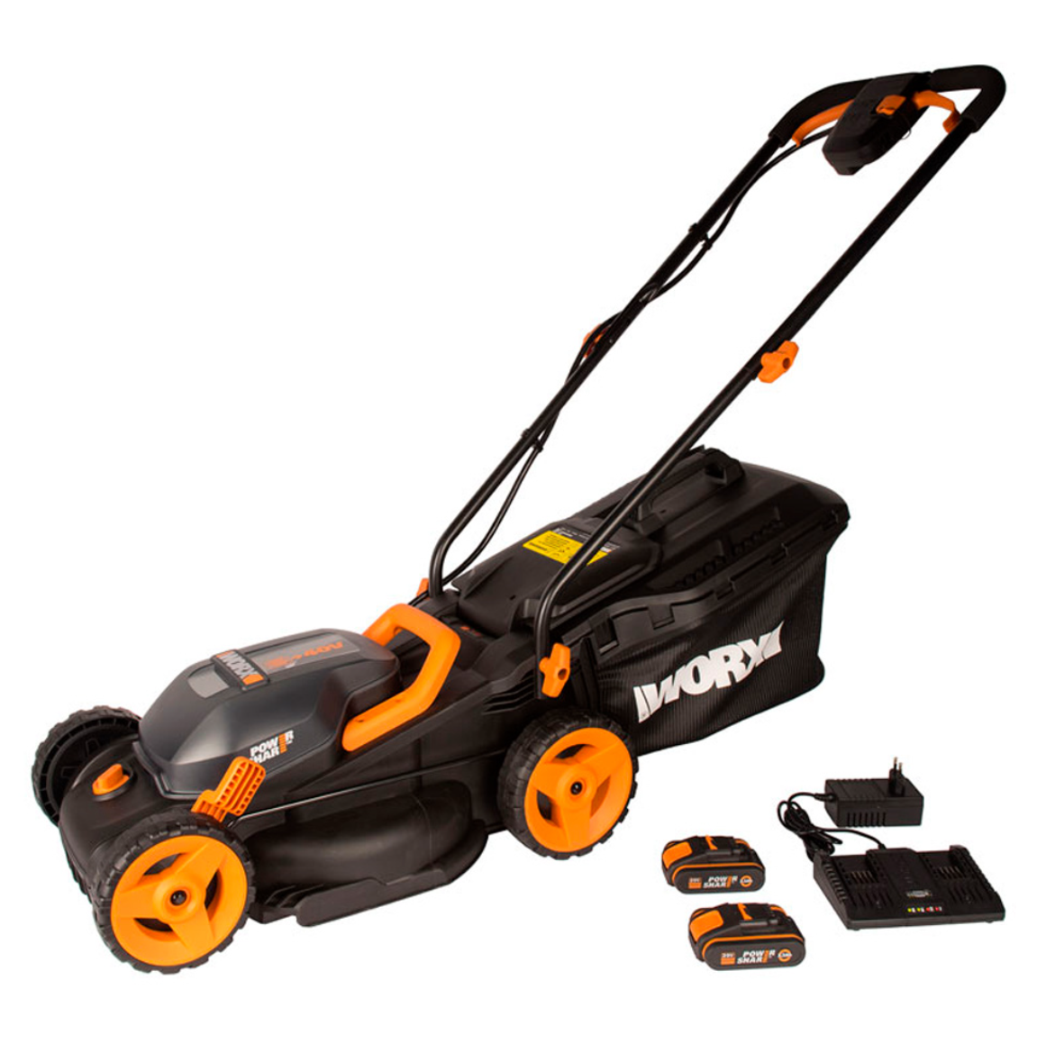 Газонокосилка аккумуляторная WORX WG779E, 40В, 34 см, 2*2,5 Ач, двойное ЗУ 2x2A