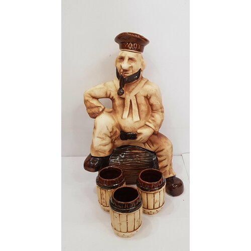 Подарочный набор Моряк Капитан Штоф для вина3 рюмки 29х20х11см керамика 3250₽