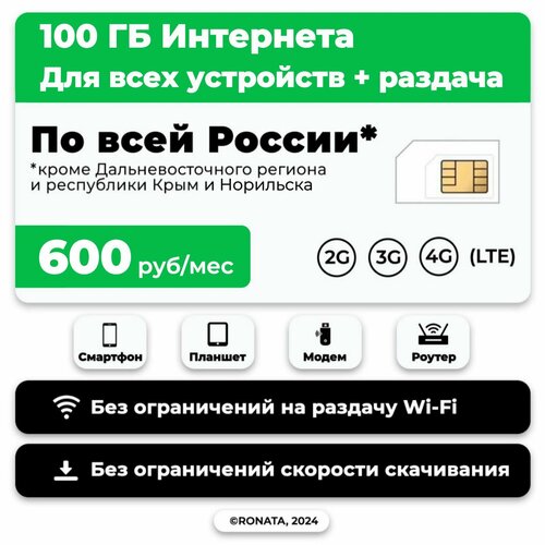 SIM карта с интернетом 100 гб за 600 руб/мес (модемы, роутеры, планшеты) sim карта 50 гб интернета 2000 мин 500 sms за 950 руб мес модемы роутеры планшеты раздача москва московская область россия