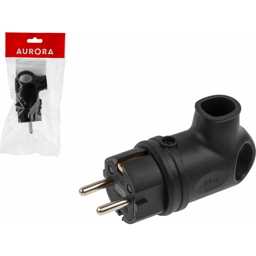 Вилка электрическая угловая с ушком с заземлением 16А 250В AURORA STARTUL черная A100-010 598₽