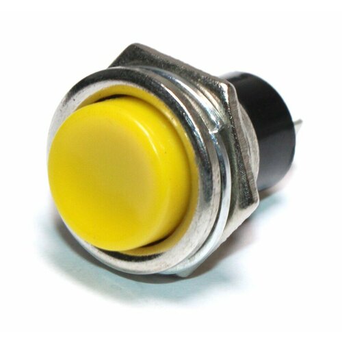 Кнопка PBS-26С круглая (металл.), без фикс, на размыкание ON - (OFF), жёлтая, 2A 250VAC