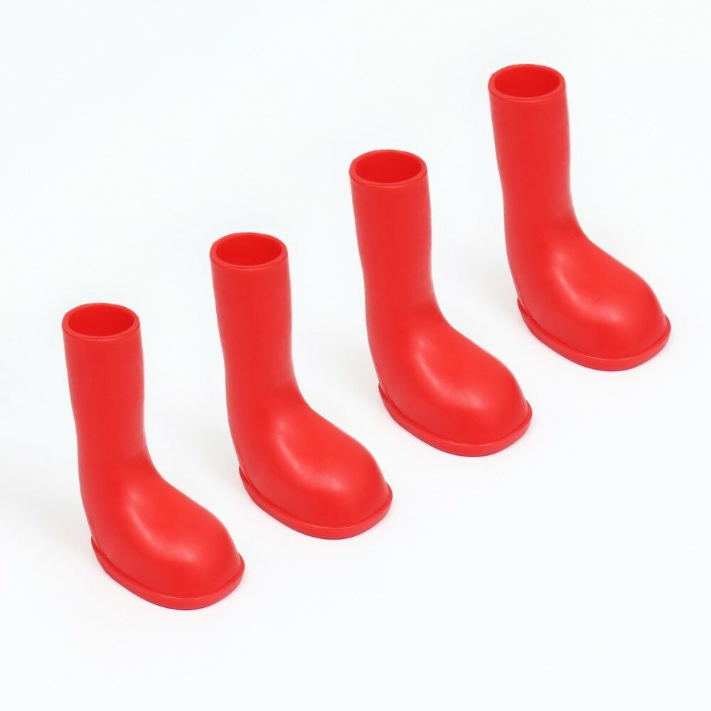 Сапоги резиновые для собак, высокие, размер M (5 х 3, 9 х 8 см), красные 9380894 .
