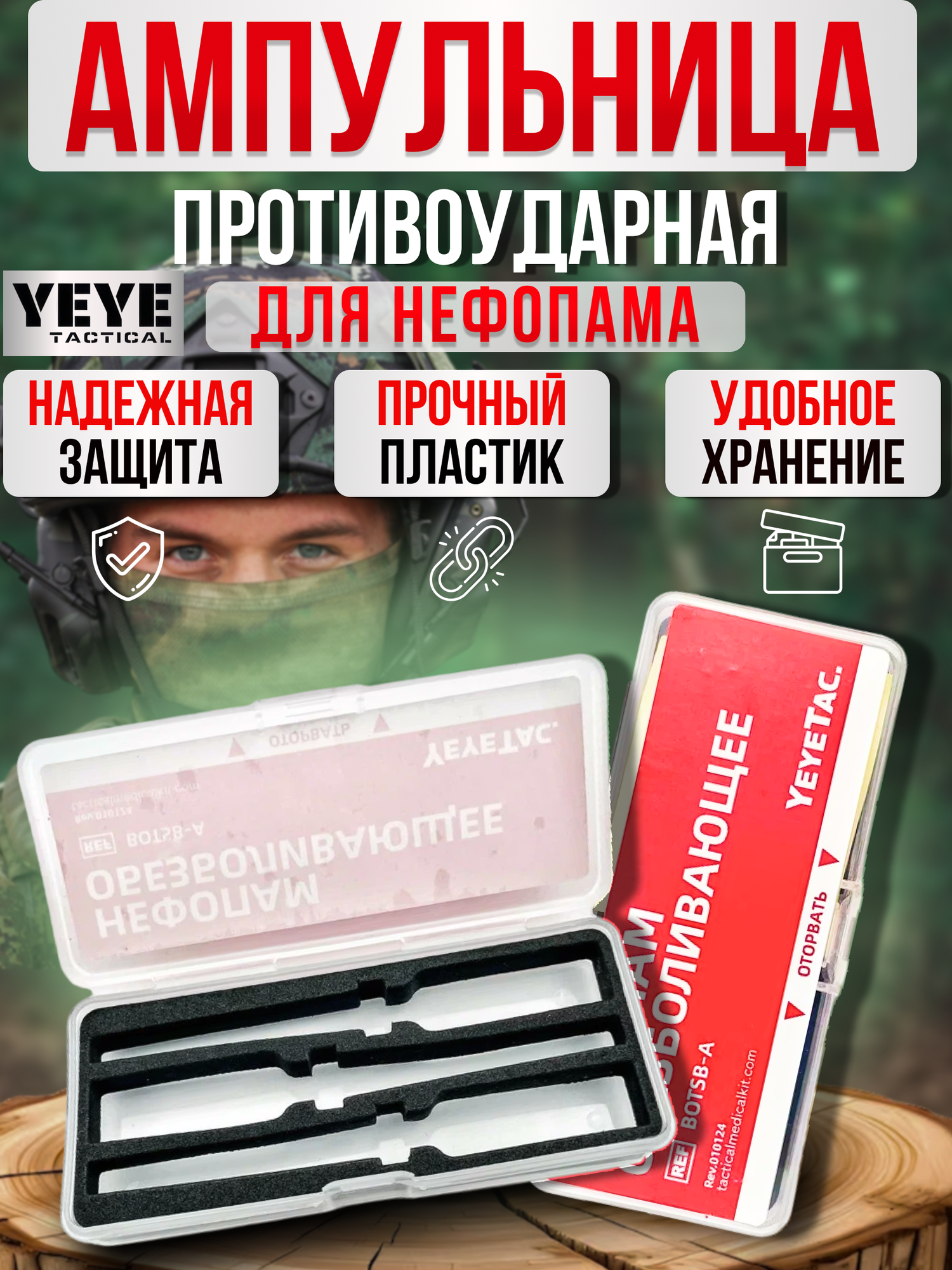 YEYE tactical / Домашняя аптечка тактическая пластиковая ампульница полевой футляр медицинский для шприц-тюбиков Нефопама