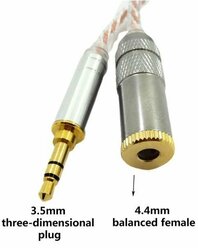 Кабель-переходник MyPads 3.5мм (Папа) на 4.4 (Мама-баланс) для наушников, усилителей и аудиотехники