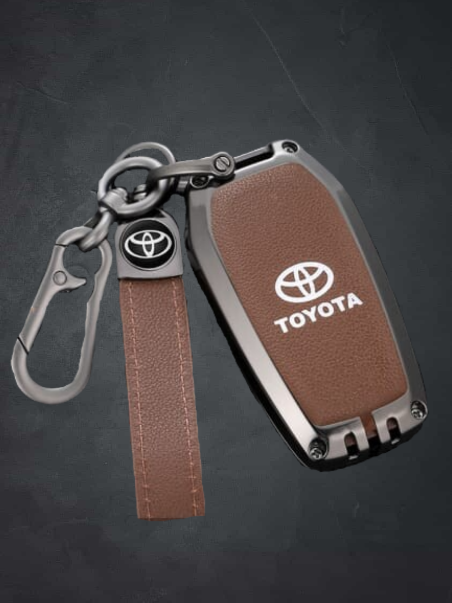 Защитный чехол для ключей Toyota, Авто Обнова, черный с логотипом и брелком