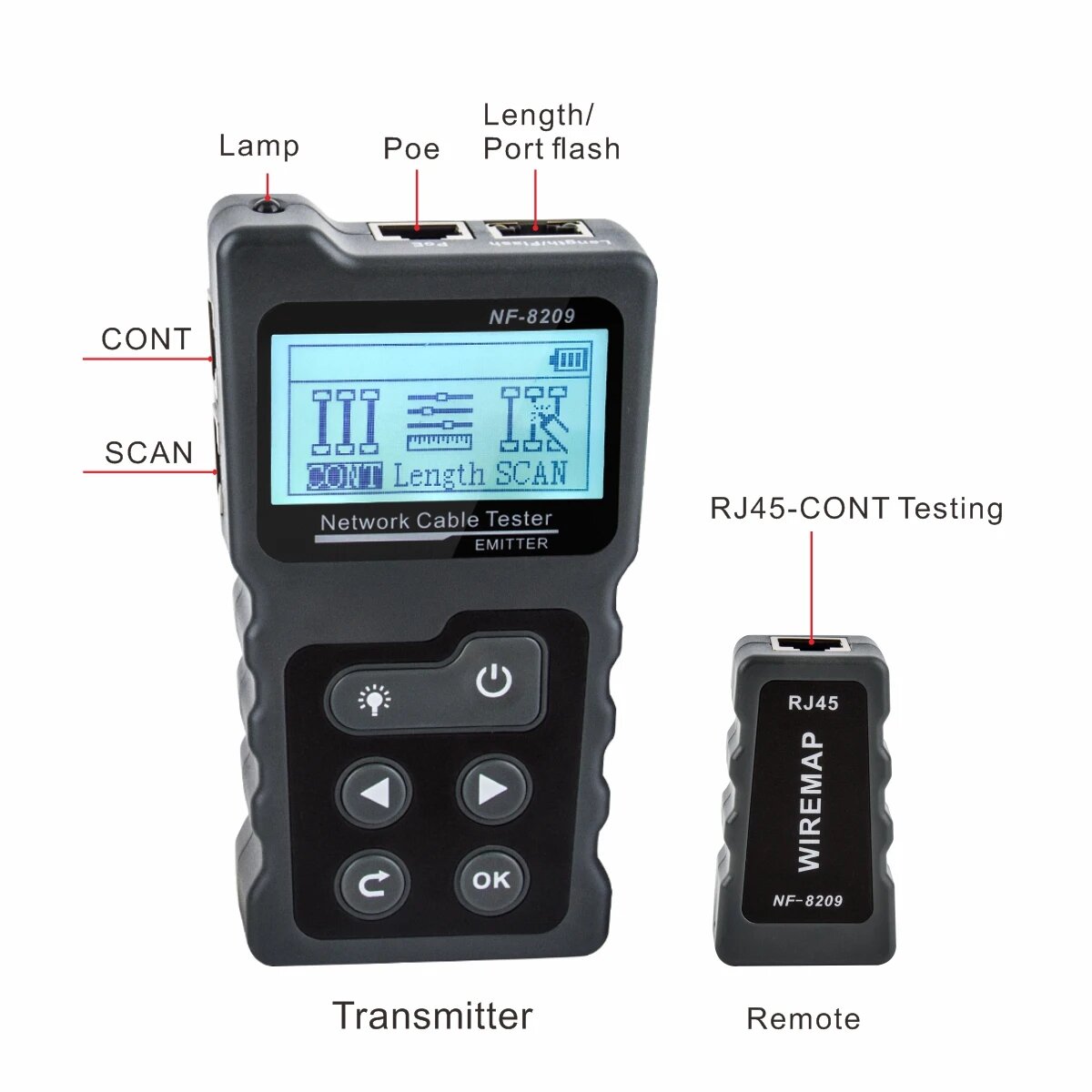 Изображение Тестер сетевых кабелей NOYAFA NF-8209, NF-488