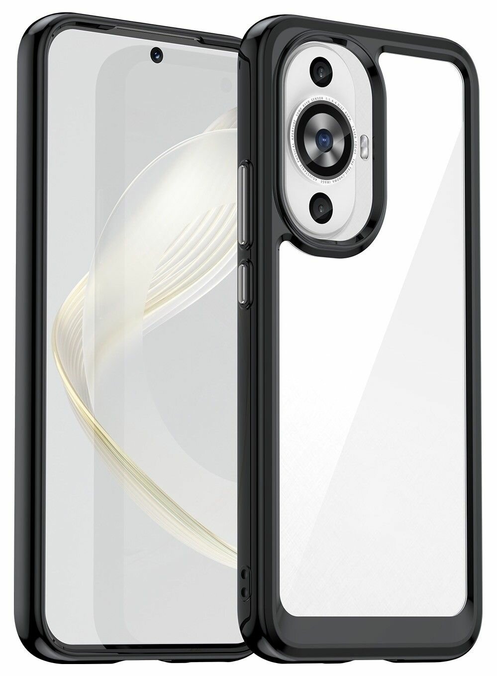 Чехол на Huawei Nova 11 пластиковый с силиконовой окантовкой чёрный