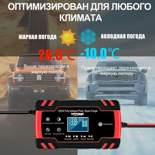 Автомобильное зарядное устройство 12/24V 8A