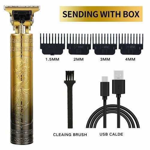 Электрическая машинка для стрижки волос T9 двухцветная золото и черный с дизайном дракона и феникса ABS 50200₽