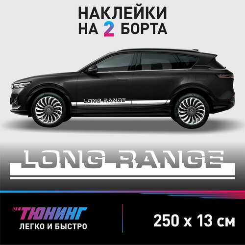 Наклейки на автомобильVoyah Passion LONG RANGE - белые наклейки на авто Воях Пэшн Лонг Рэндж на ДВА борта
