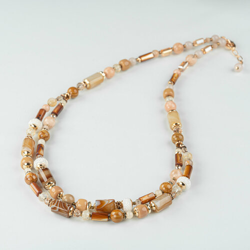 Колье Diana Savitskaya, гeлиoлит, яшма, перламутр, гематит, агат, кварц, длина 50 см, коричневый, бежевый