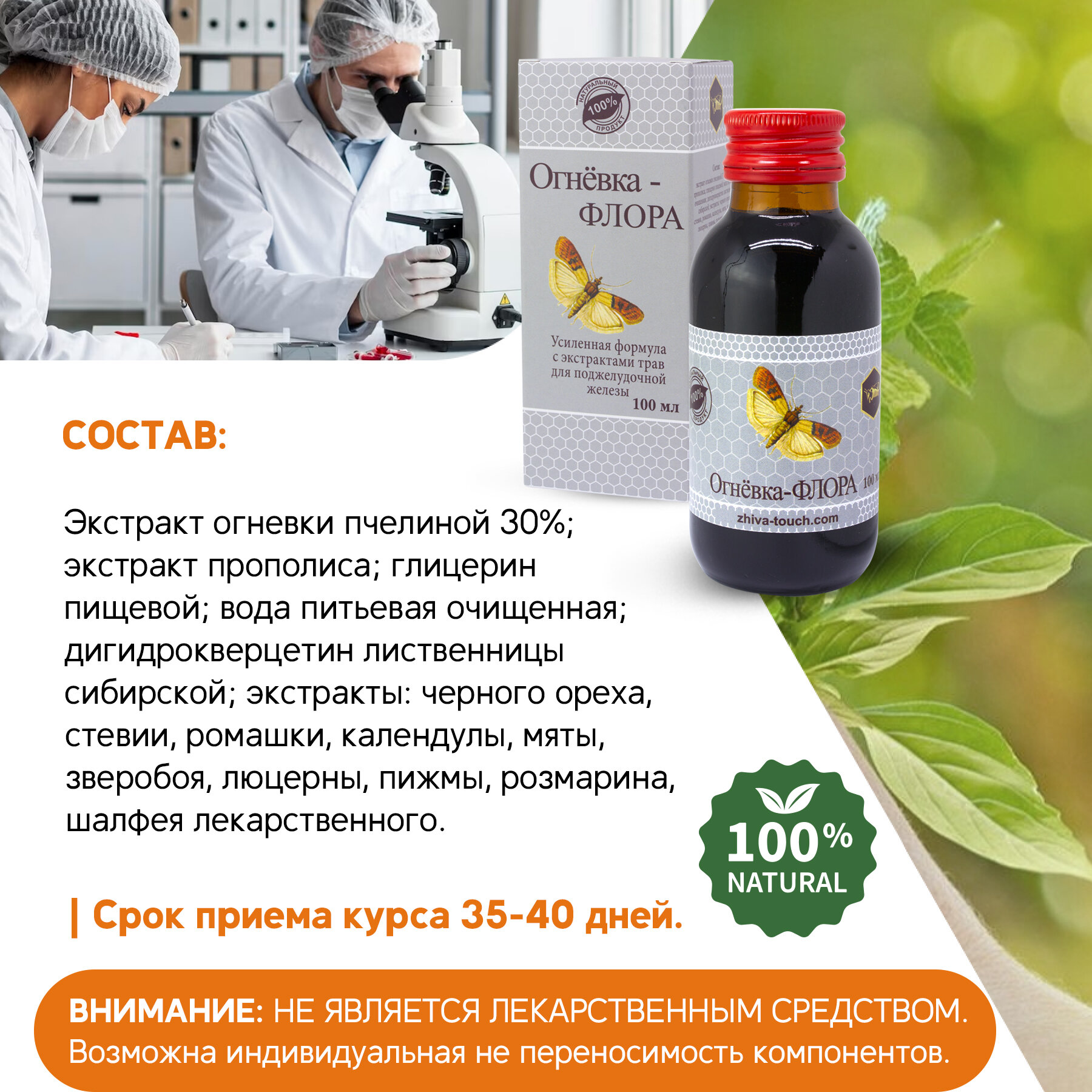 Изображение Настойка Огневка Флора - комплекс для поджелудочной железы 100 мл.