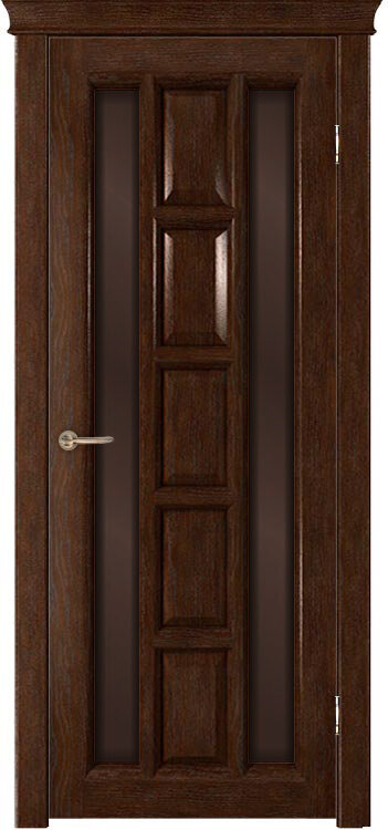 фото Дверь Верда Квадра шпон Остекление Бронза Тон каштан 2000*800 + коробка и наличники