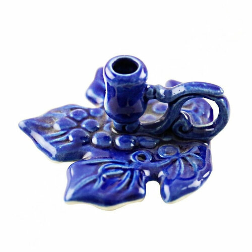 Подсвечники керамические Лист синий Старорусский Свечной двор 599₽