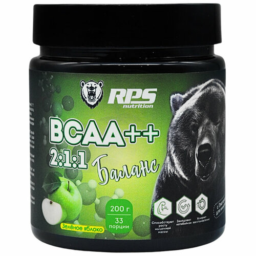 Незаменимые аминокислоты RPS Nutrition BCAA 2:1:1 - 200 г, зеленое яблоко