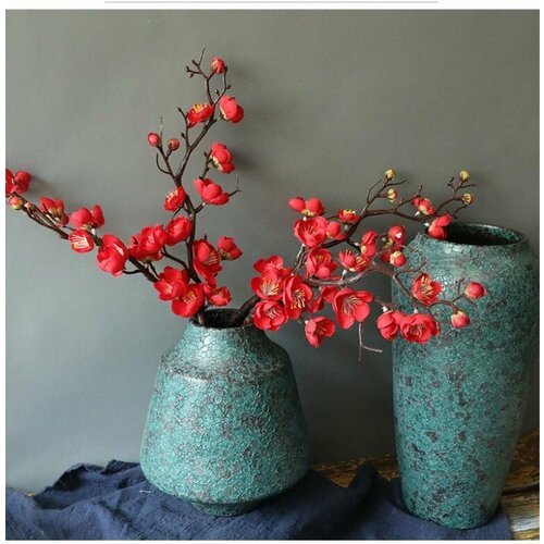 Искусственные цветы, ветки сакуры красные 3 шт.