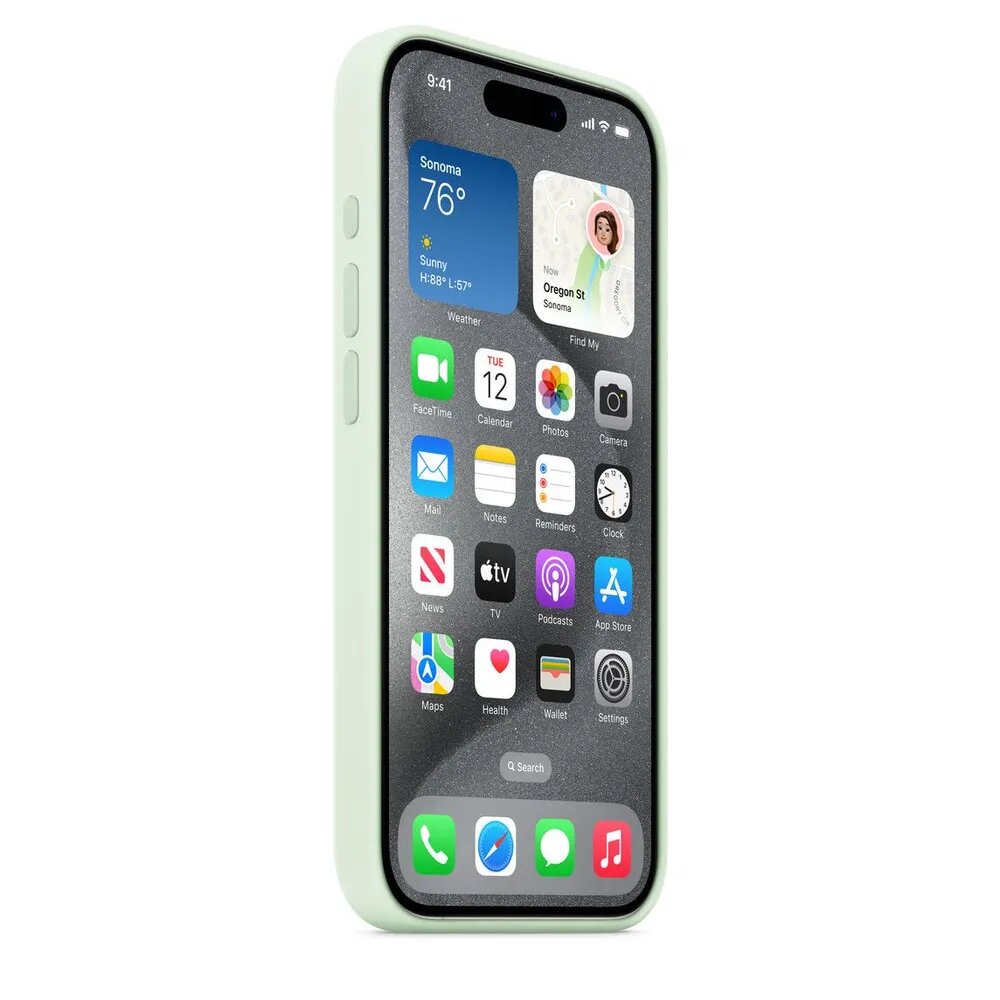 Чехол силиконовый MagSafe для iPhone 15 Pro Soft Mint с анимацией NFC, Silicone case MagSafe для айфон 15 про - Мятный — фото 1