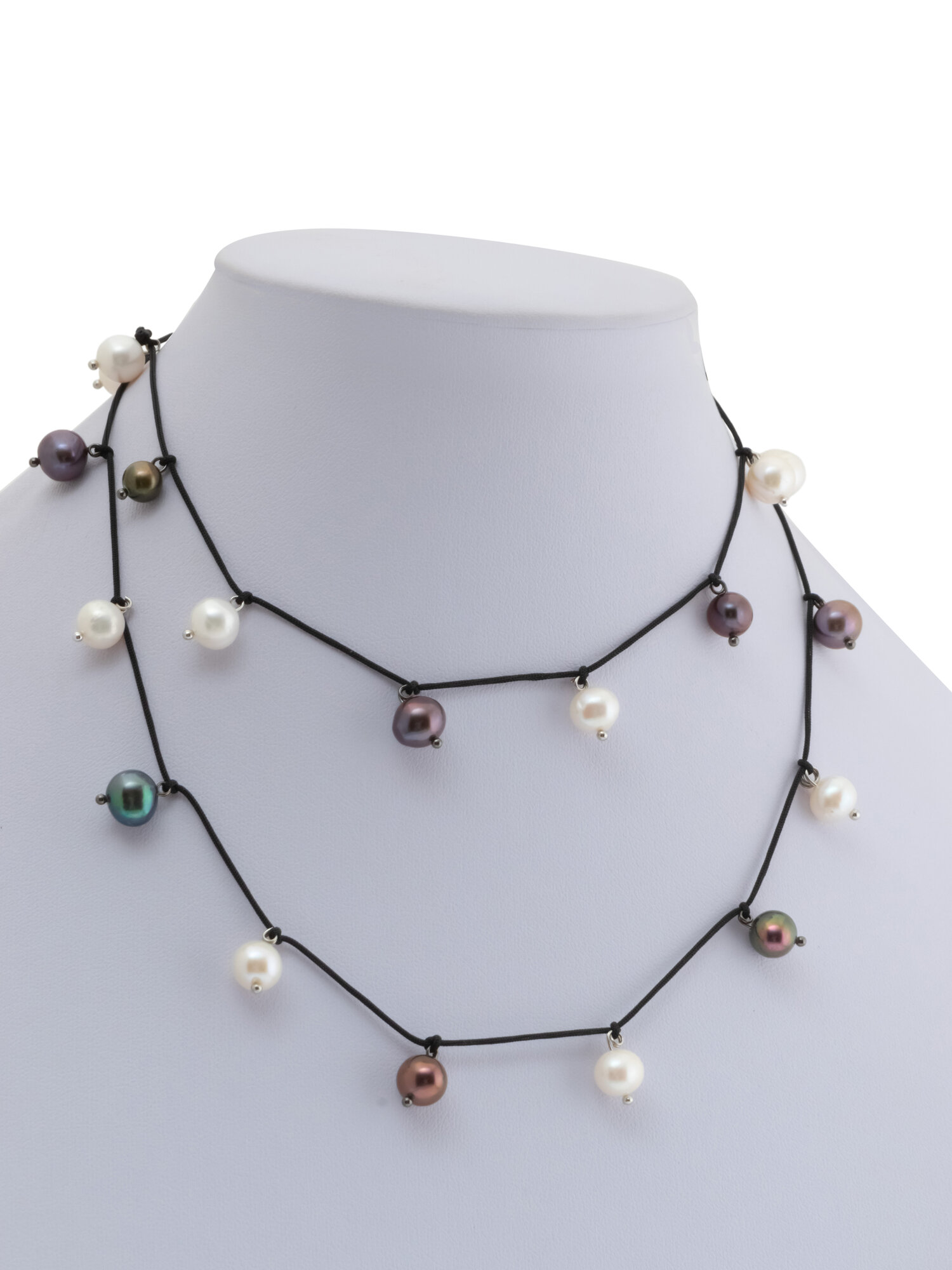 Бусы ЖемАрт, жемчуг пресноводный культивированный, белый, синий, черный, коричневый — фото 1
