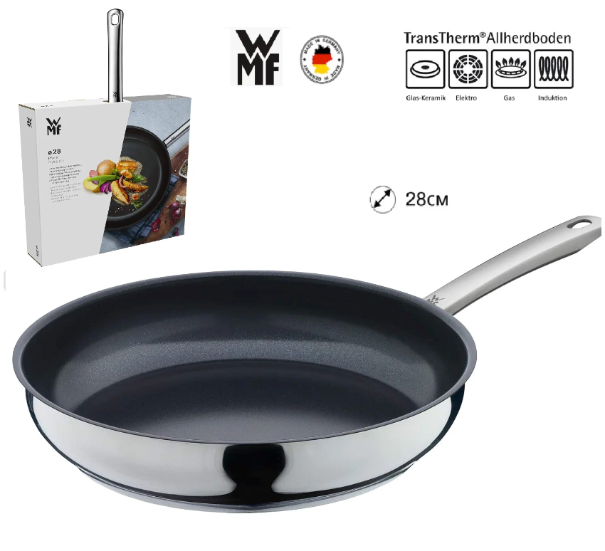 фото WMF Сковорода 28 см с керамическим антипригарным покрытием нержавеющая сталь Cromargan 18/10 0741486901