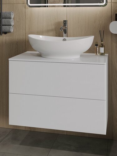 Изображение товара Тумба с раковиной Orange Отто Ot-75TuMDF+G56 подвесная, белый глянец