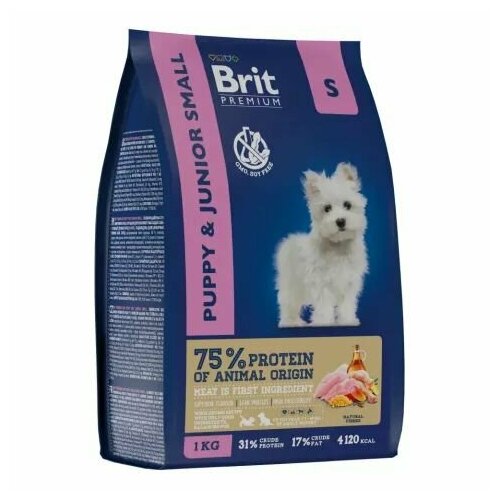 (1 ШТ.) Сухой корм, для собак, Brit, Premium Dog (Puppy Small) "С курицей" для мелких пород, 1 кг