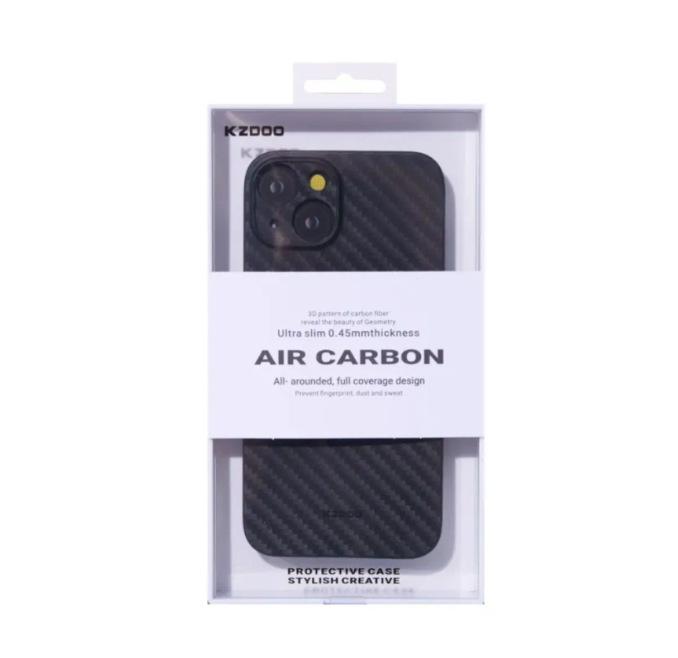 Ультратонкий чехол для iPhone 13/14 KZDOO (K-DOO) Air Carbon , чёрный супертонкий чехол для Айфон 13/14 — фото 1