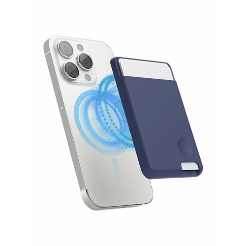 Elago магн. бумажник MagSafe Card Pocket Silicone Jean Indigo синий