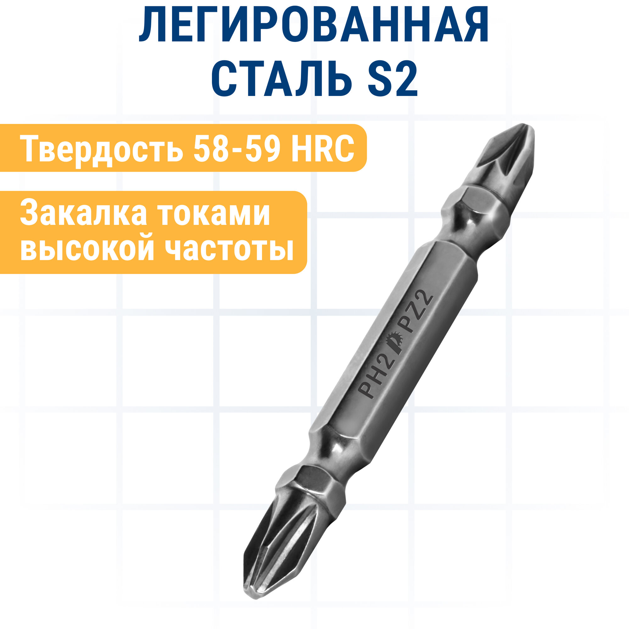 Биты Для Электроинструмента Бита отверточная ПРАКТИКА Профи двусторонняя PH-2 / PZ-2 х 65мм (2шт), блистер (035-776)