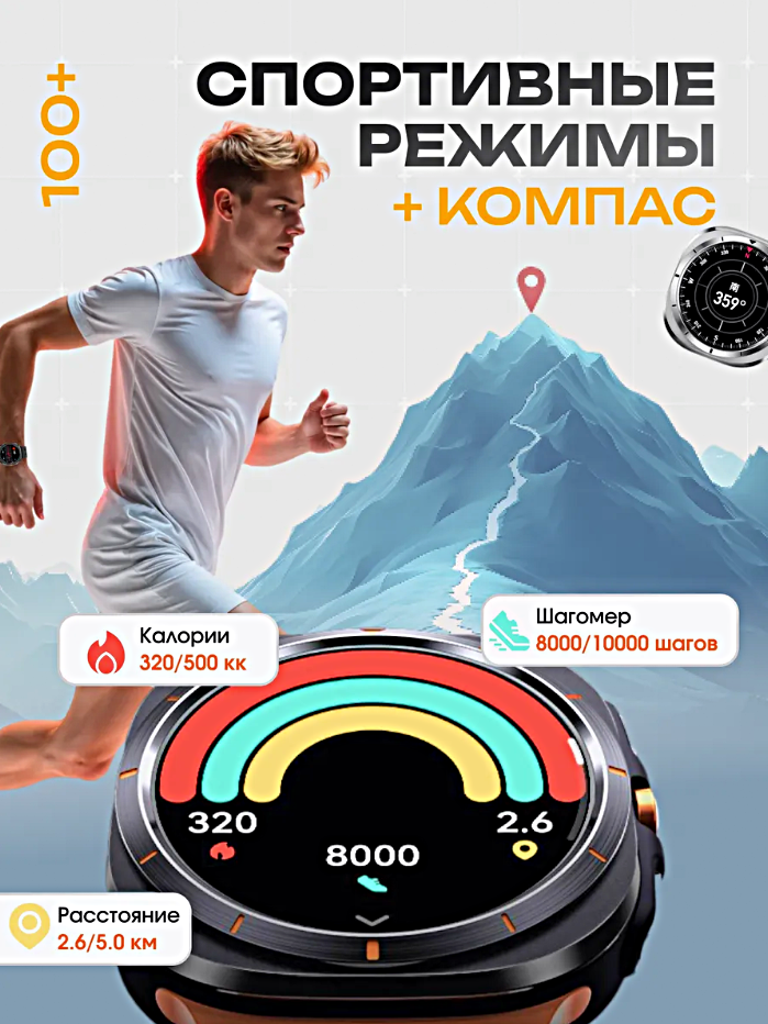 Cмарт часы X15 MAX Умные часы PREMIUM Series Smart Watch AMOLED, iOS, Android, Bluetooth звонки, Уведомления, Черный — фото 1