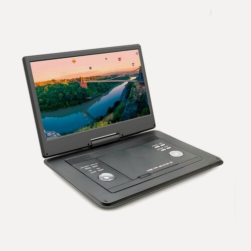 Изображение товара Портативный DVD плеер с экраном DVB-T2 15" Эплютус EP-1404T (USB), мобильный DVD с тюнером. Емкость аккумулятора: 2600 мАч.