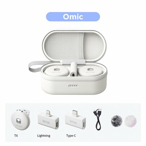 Boya Omic ультракомпактная портативная беспроводная микрофонная система 24 ГГц Lightning USB Type-C белый 11662₽