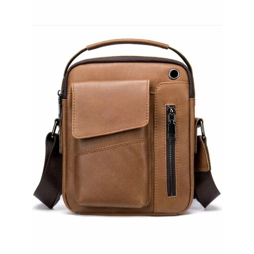 Сумка барсетка GENUINE LEATHER, коричневый