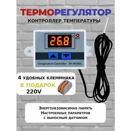 Терморегулятор контроллер температуры 220В W3001 1шт