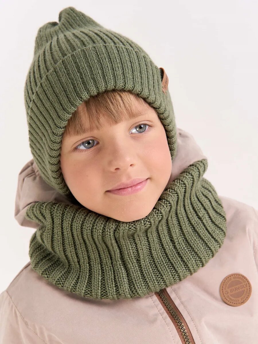 Снуд BUNGLY Осень-Зима для детей единый олива