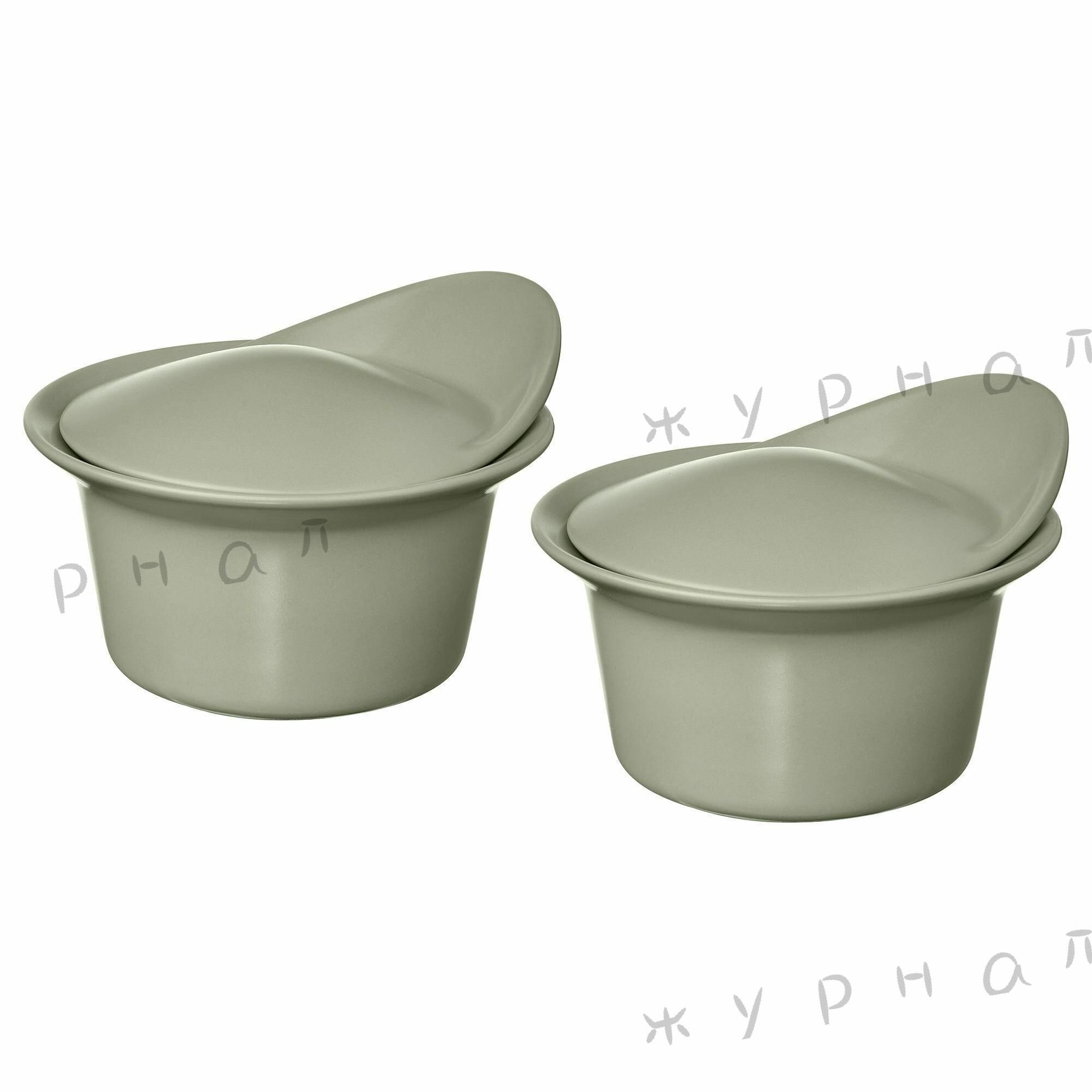 Ikea Fargklar Блюда для запекания матовые светло-зеленые 15x13 см 2 шт с крышкой-LI