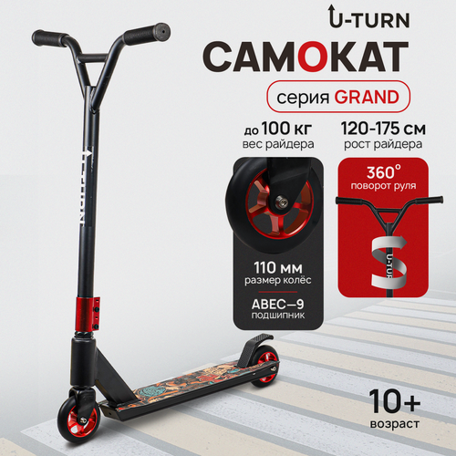 Изображение товара Самокат трюковый GRAND (колеса PU 110мм, 65x11x84, до 100кг) граффити 1