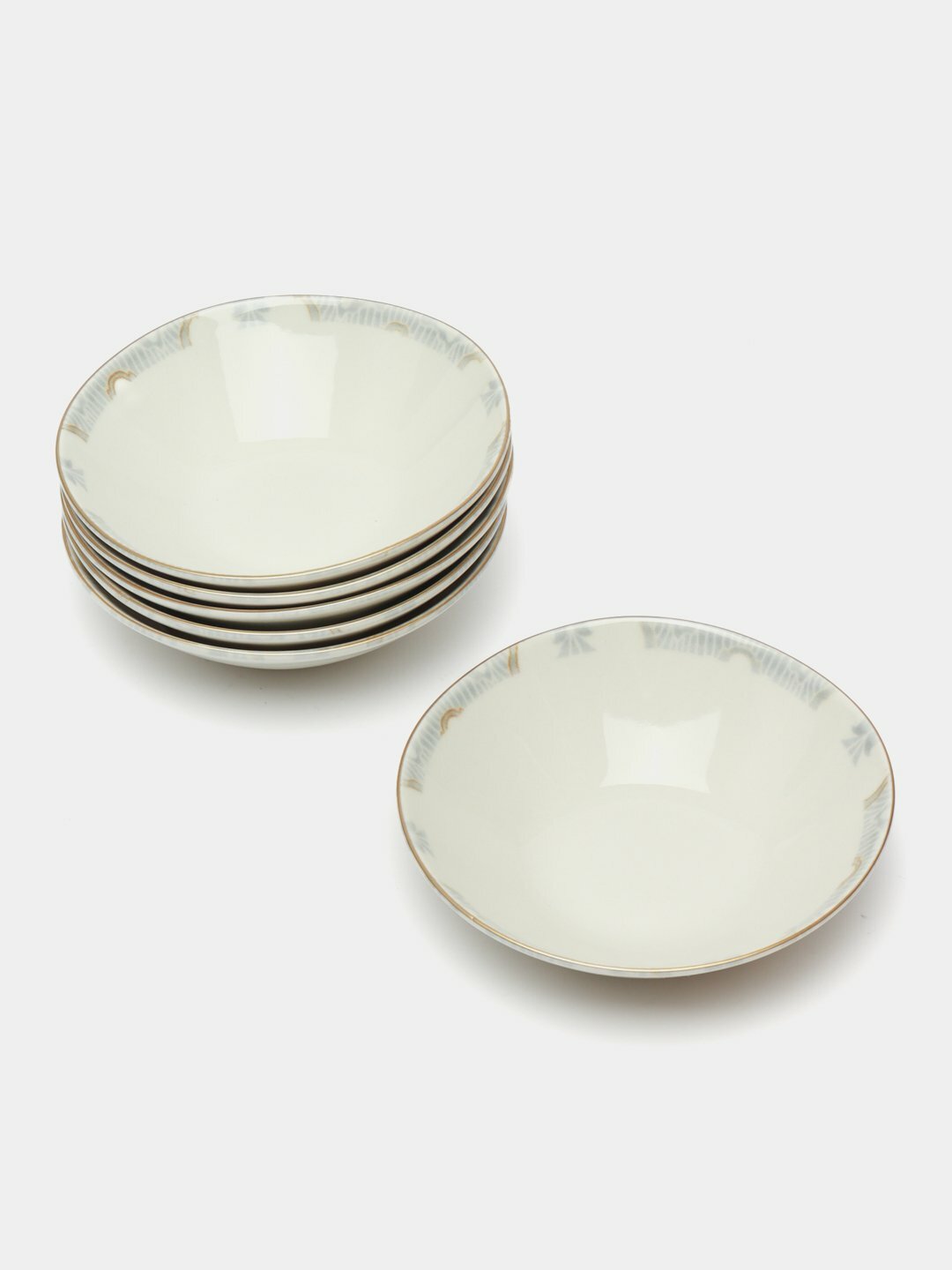 Набор фарфоровых тарелок, 24 предмета O. M. S, Бежевый — фото 1