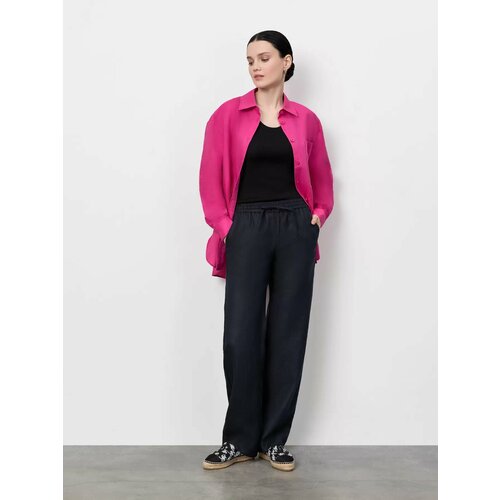 фото Брюки just clothes т-синий. пояс резинка, шнурок. карманы спереди 2 б/заст, сзади нет. д 104см., размер 42, черный