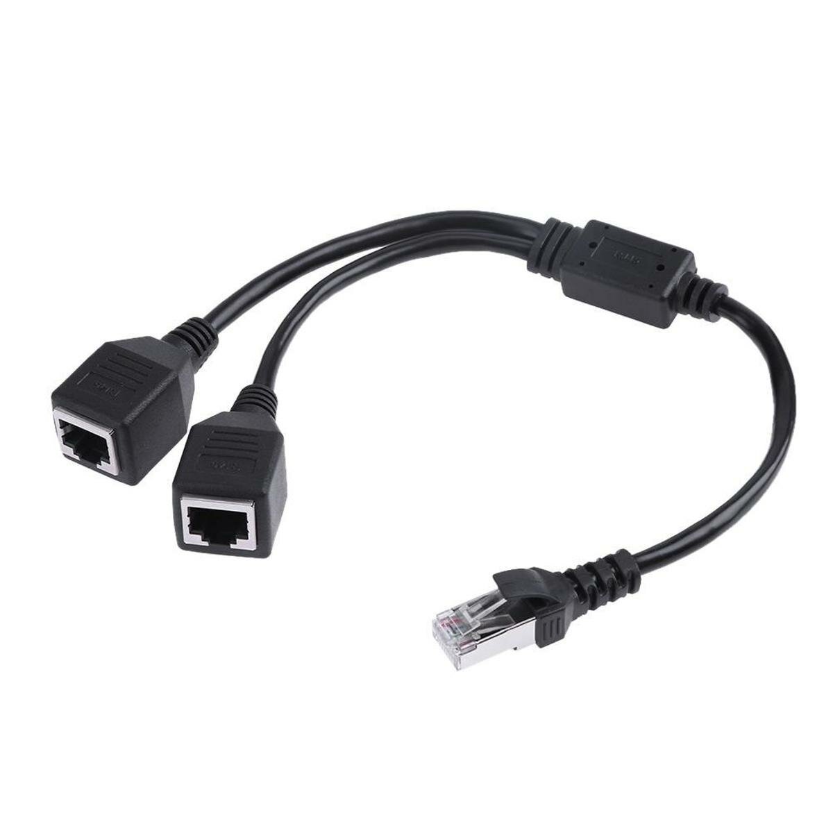 RJ45 Male to 2 Female Converter Adapter Ethernet LAN Сетевой разъем Удлинитель Разветвитель Кабель Для ПК ТВ Интернет