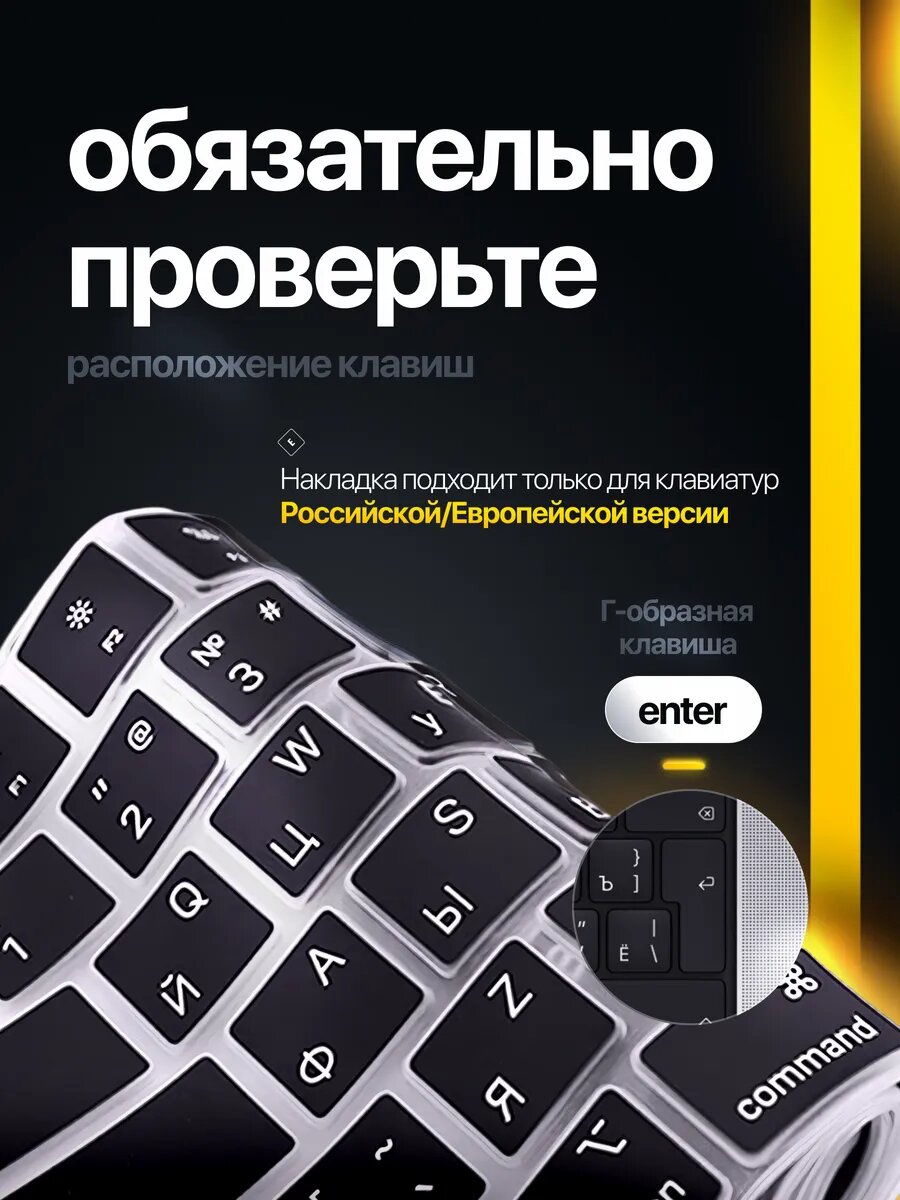 Накладка на клавиатуру для Macbook Pro 14/16 2021-2023 / Air 13/15 M2 2022-2023 (Rus/Eu) — фото 1