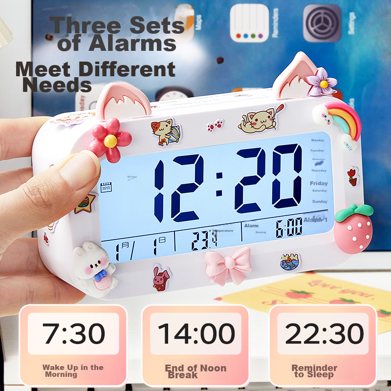 Maotaizi Smart Alarm Clock for Students, Wake-Up Helper, 2024 New Model, Multifunctional Desktop Electronic Clock for Boys And Girls, Children's Time Management Device, Bedside Clock, Rechargeable, Green