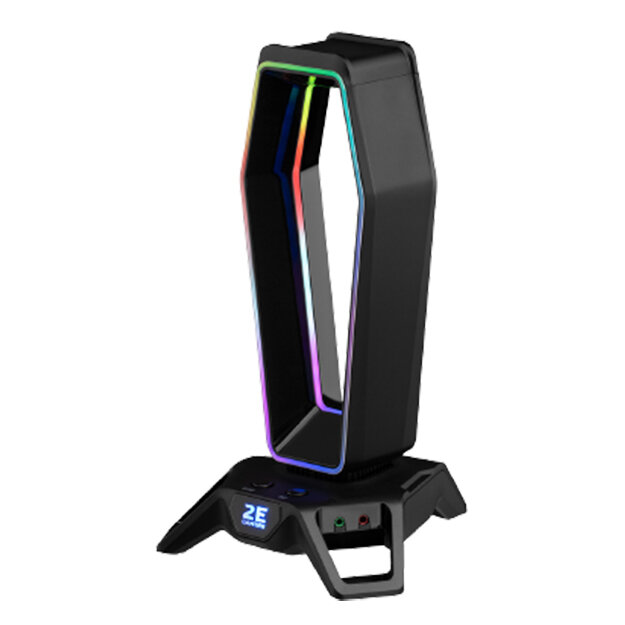 Подставка 3в1 для игровых наушников (пластиковая) 2E GAMING GST330 Headset Stand 3in1 RGB 7.1 USB Bl — фото 1