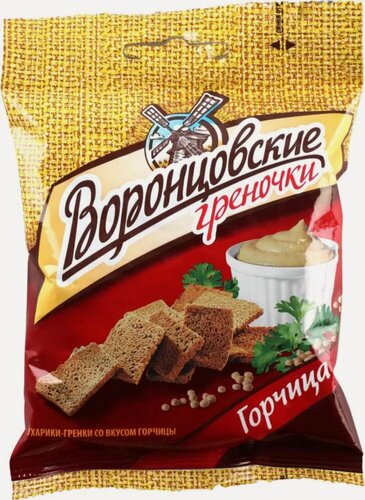Изображение товара Гренки сухарики "Воронцовские", со вкусом Горчица, набор 22 шт. по 60 г
