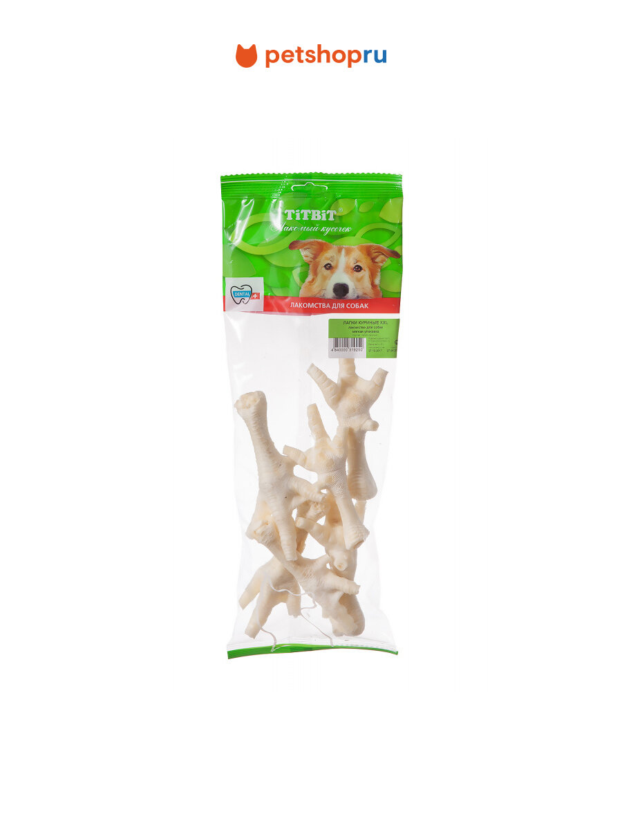 TiTBiT Лакомство для собак Лапки куриные, упаковка XXL, 95 г