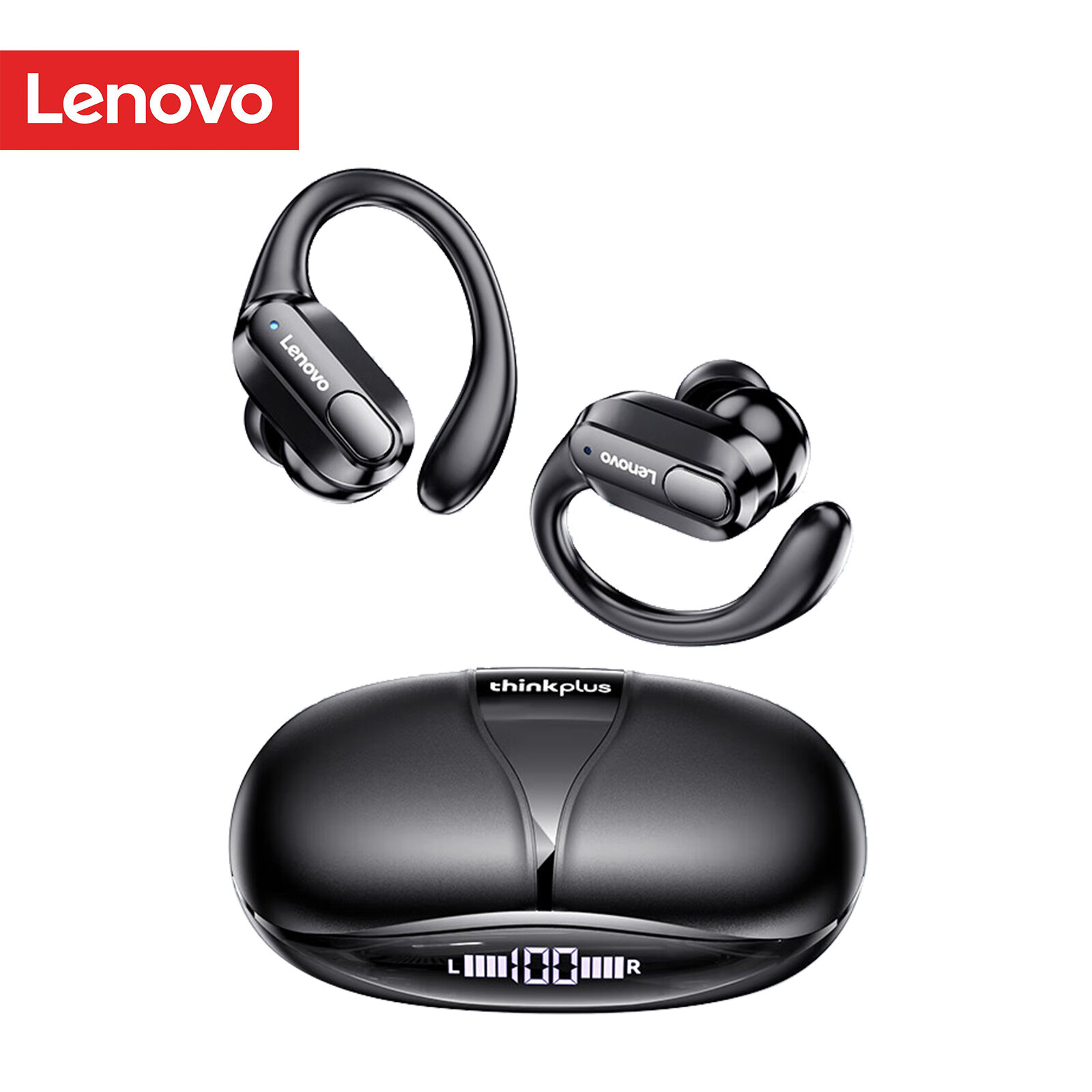 Lenovo XT80 BT5.3 True Wireless Headphones Low Latency Game Earphone Earhook Earbuds Waterproof Sport Headset with Mic 500mAh Charging Case Battery Digital Display