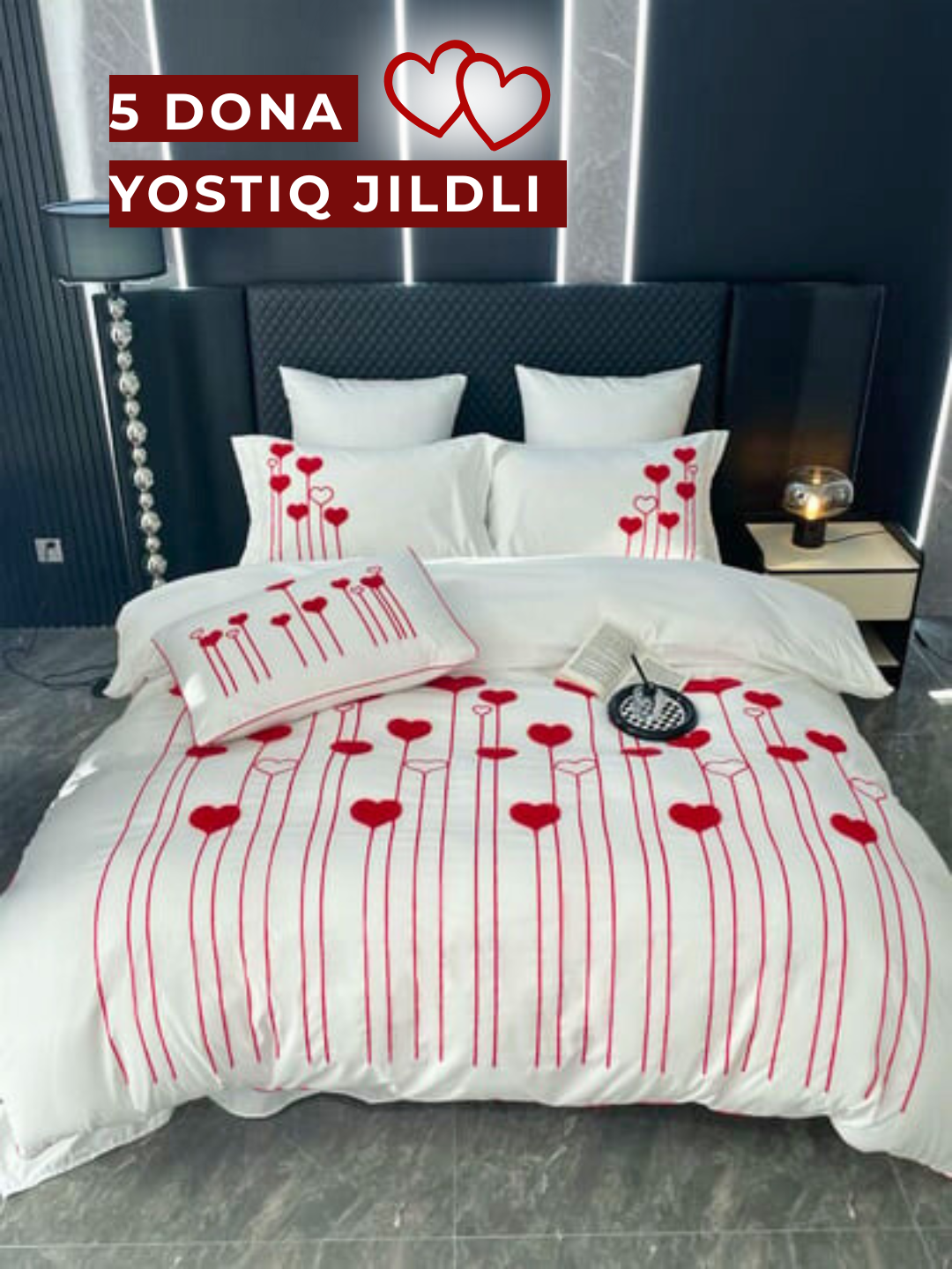 Комплект постельного белья, двуспальное с 5 наволочкам, ХБ сатин, "Эмен Бранд", Китай