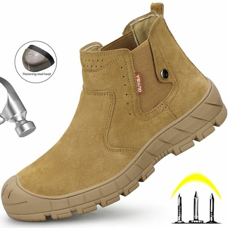 Ботинки сварщика мужские замшевые антипрокольные со стальным подноском черные 46 размер