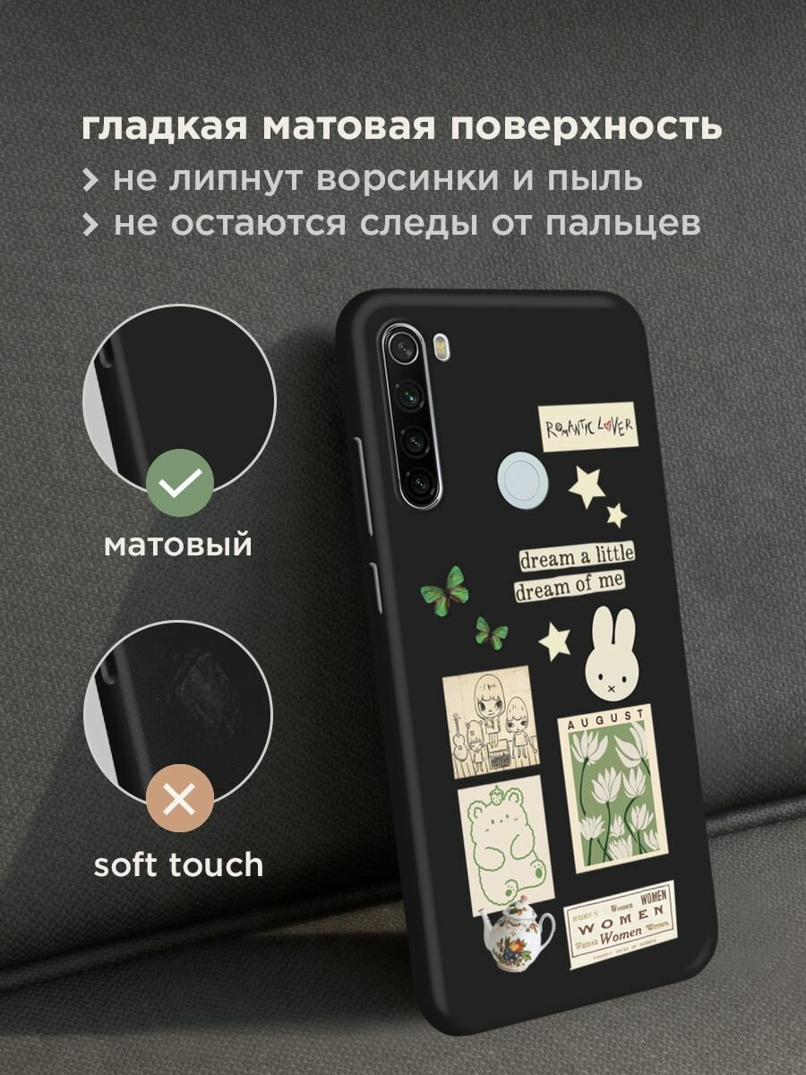 Черный матовый чехол на Xiaomi Redmi Note 8T / Сяоми Редми Нот 8Т с принтом "Dream a little" — фото 1